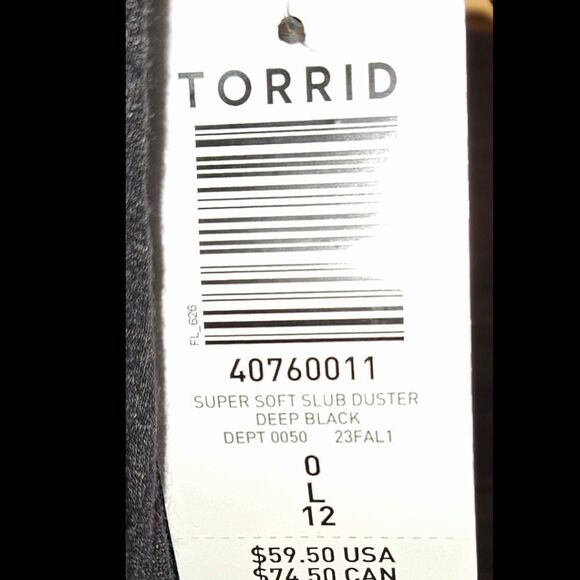 TORRID SOFTβBLACK SLUB LONG Cardigan Size 0=L 12 - Picture 12 of 16